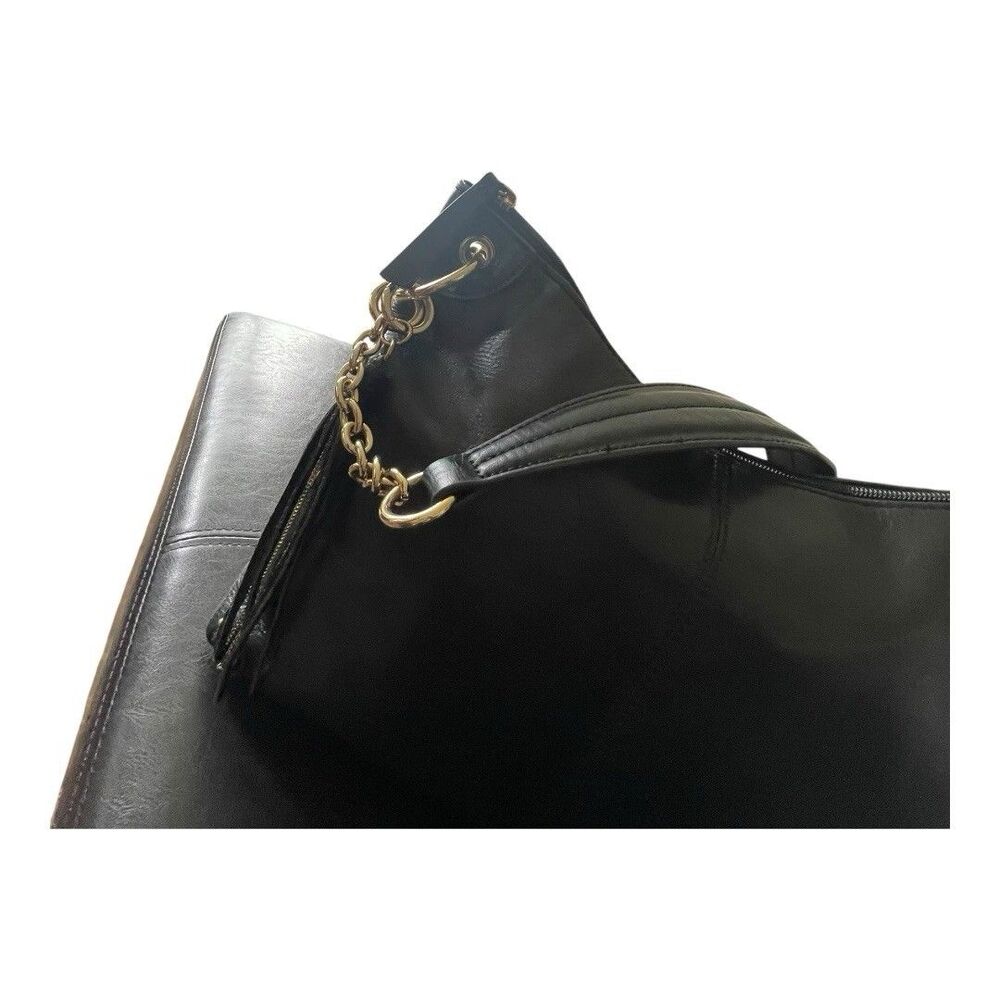 Tignanello Black Leather Shoulder Bucket Bag 12.5”{L}X9.5{H}X4.5”{W} Purse Work - Picture 5 of 13